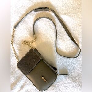 Thacker New York Green suede and leather crossbody purse